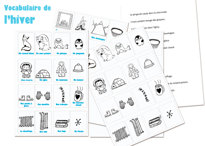 Vocabulaire Hiver FLE telecharger pdf activité enfant français lexique jeu Flashcards