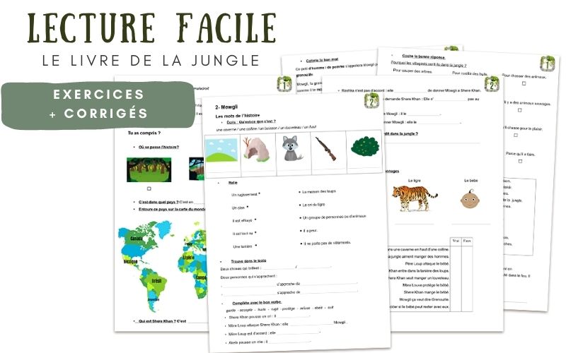 Reading in french JUNGLE BOOK EBOOK Worksheet